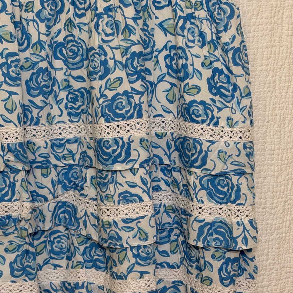 Sail to Sable Blue Rose Floral Tiered Dress XXL NWT $248 - Picture 2 of 9